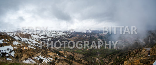 Snow-covered mountains in the Cedars