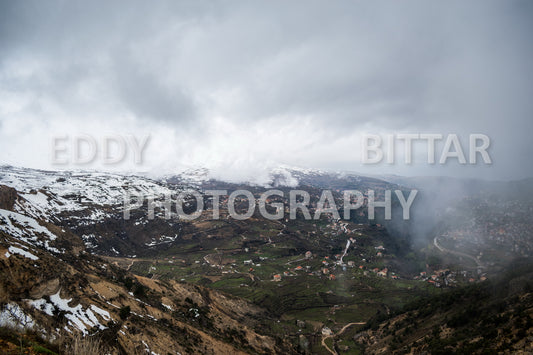 Snow-covered mountains in the Cedars