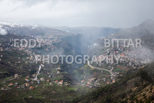 Snow-covered mountains in the Cedars