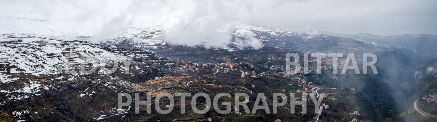 Snow-covered mountains in the Cedars