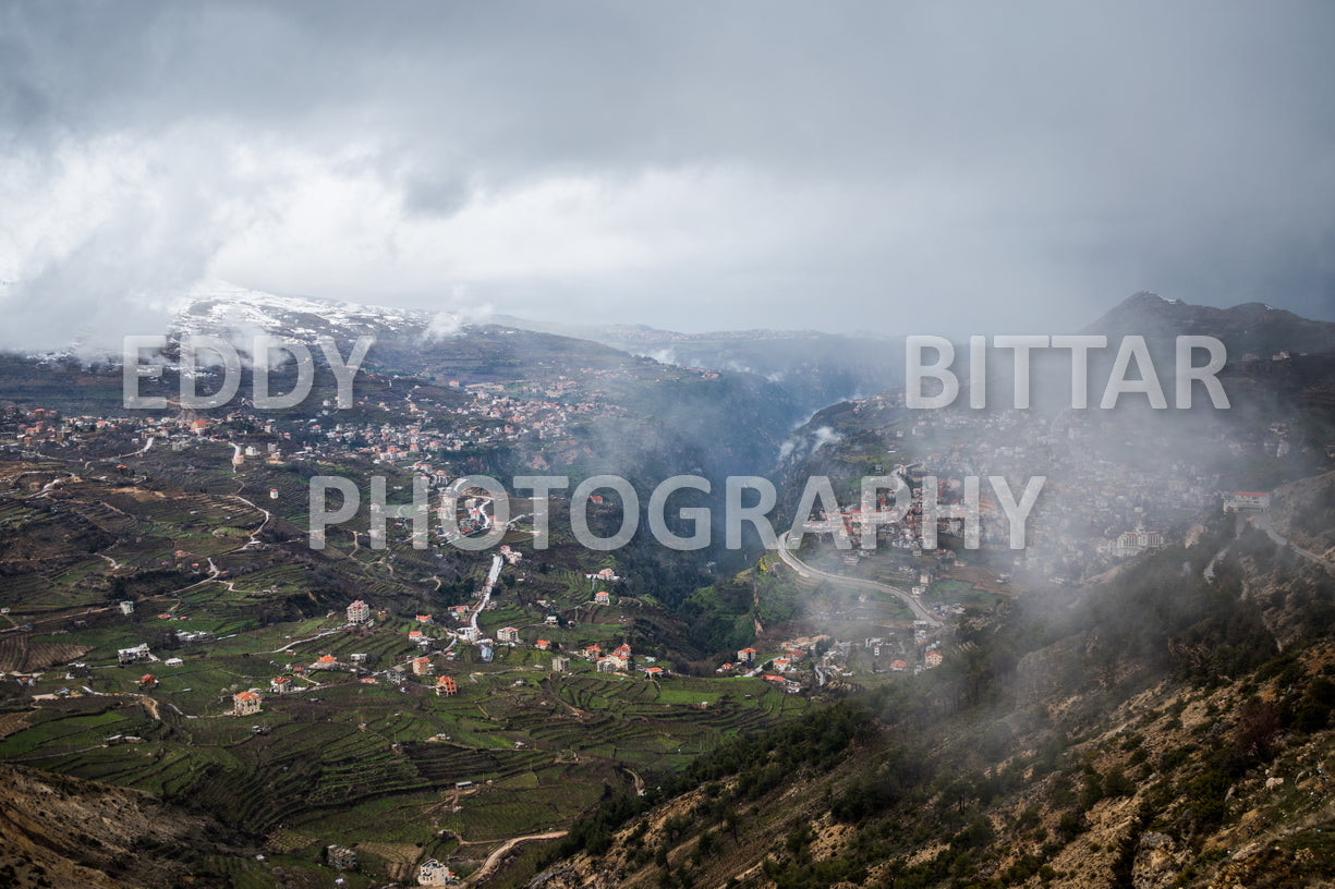 Snow-covered mountains in the Cedars