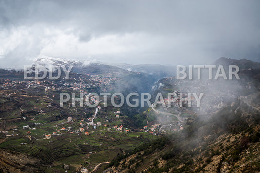 Snow-covered mountains in the Cedars