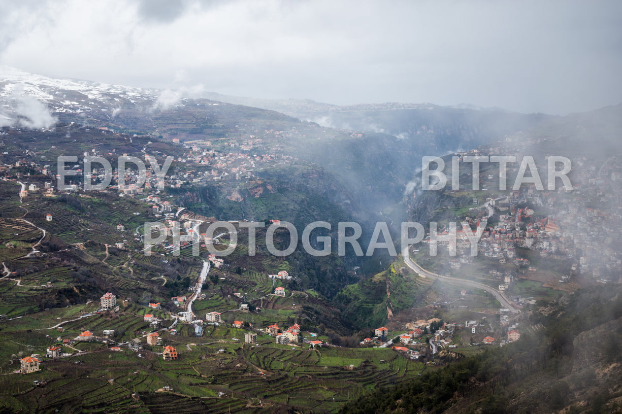 Snow-covered mountains in the Cedars