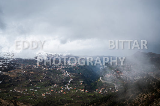 Snow-covered mountains in the Cedars