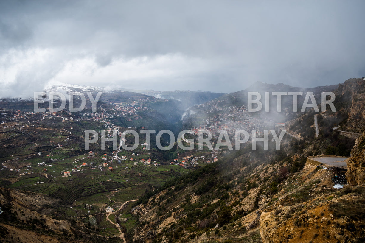 Snow-covered mountains in the Cedars