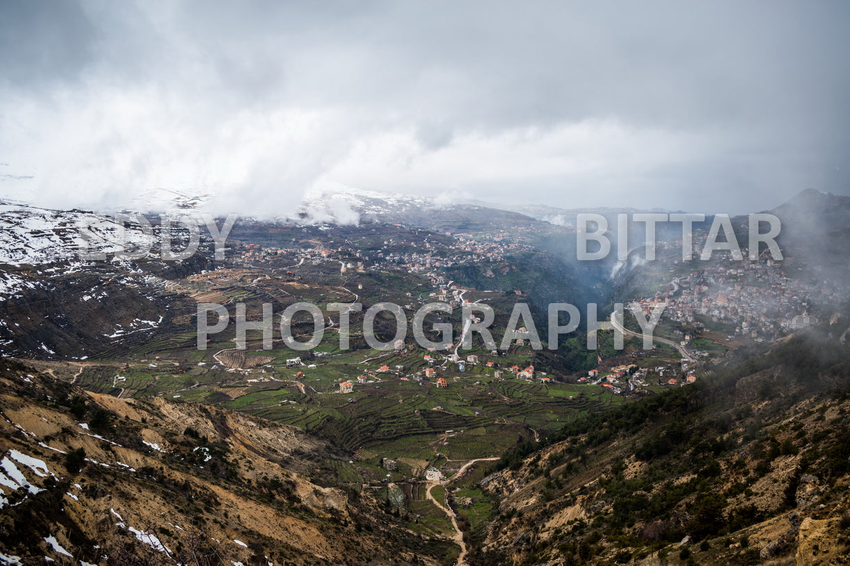 Snow-covered mountains in the Cedars