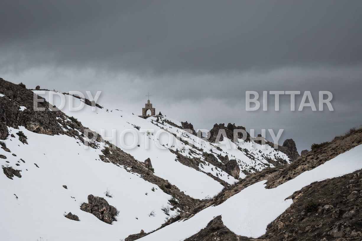 Snow-covered mountains in the Cedars