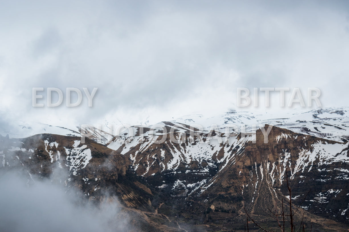 Snow-covered mountains in the Cedars