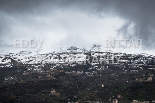 Snow-covered mountains in the Cedars