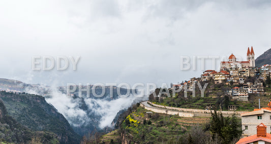 Snow-covered mountains in the Cedars